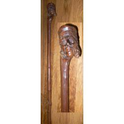 BELLE CANNE POMMEAU SCULPTÉ POPULAIRE IRLANDAIS L=85cm