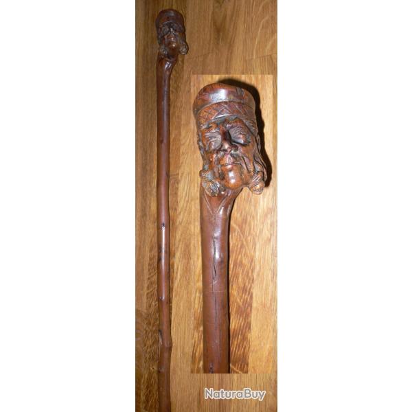 BELLE CANNE POMMEAU SCULPT POPULAIRE IRLANDAIS L=85cm