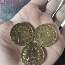 Lot Pieces 5 franc 1939/40