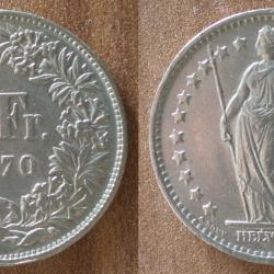 Suisse 1 Franc 1970 Piece Franc