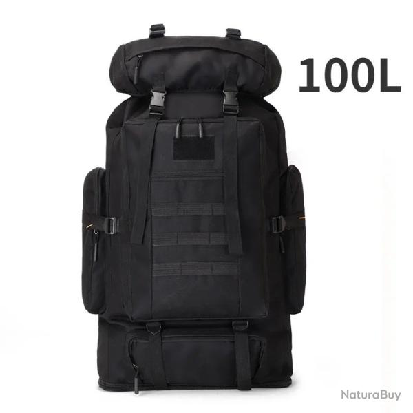 Sac � Dos Tactique 100L Alpinisme, Escalade et Voyage en Plein Air Noir