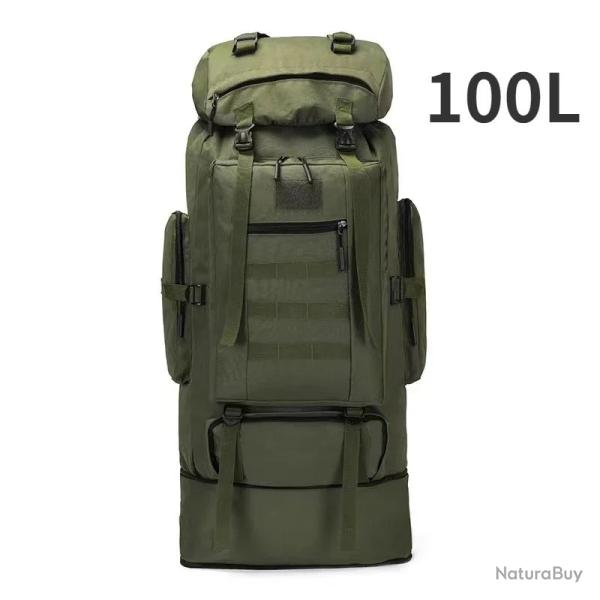 Sac � Dos Tactique 100L Alpinisme, Escalade et Voyage en Plein Air Vert Arm�e