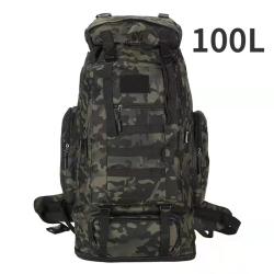 Sac &agrave; Dos Tactique 100L Alpinisme, Escalade et Voyage en Plein Air Camo Black