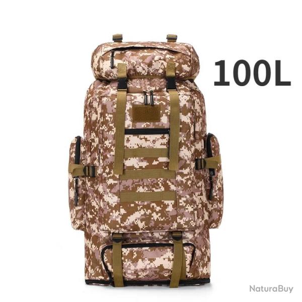 Sac � Dos Tactique 100L Camouflage D�sert L'Alli� Indispensable pour vos Exp�ditions Extr�mes