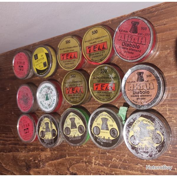 Lot de 15 botes plomb 4,5mm marques divers vintage