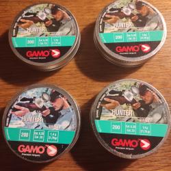 Lot 4 boîtes 200 plombs gamo HUNTER IMPACT  6.35 mm cal 25