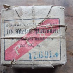 boite complette 10 munitions collection 10,4 x 38r poudre noire percussion annulaire vetterli suisse