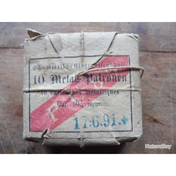 boite complette 10 munitions collection 10,4 x 38r poudre noire percussion annulaire vetterli suisse