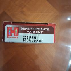 20 balles HORNADY 50 grains V-MAX en 222REM