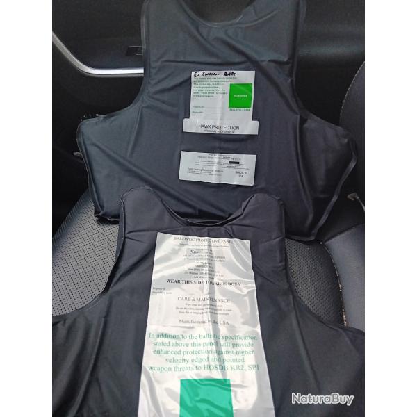 Enchre lot de 2 plaques balistiques 3a contre les armes de poings et les lames  40X34