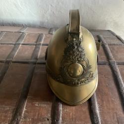 Casque de Sapeur pompier en laiton, pour la ville de Sains
