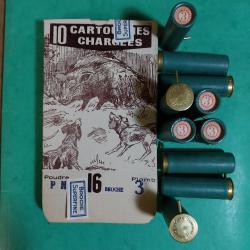 Boîte de 10 cartouches à broche calibre 16 Collection plomb de 3.