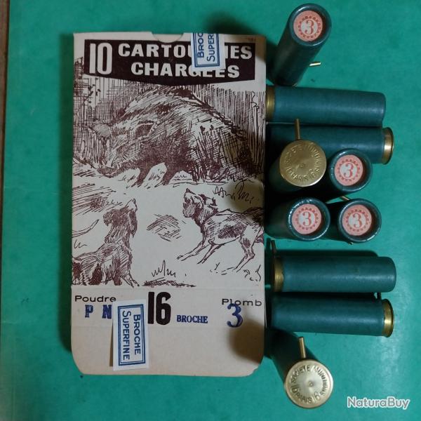 Bote de 10 cartouches  broche calibre 16 Collection plomb de 3.