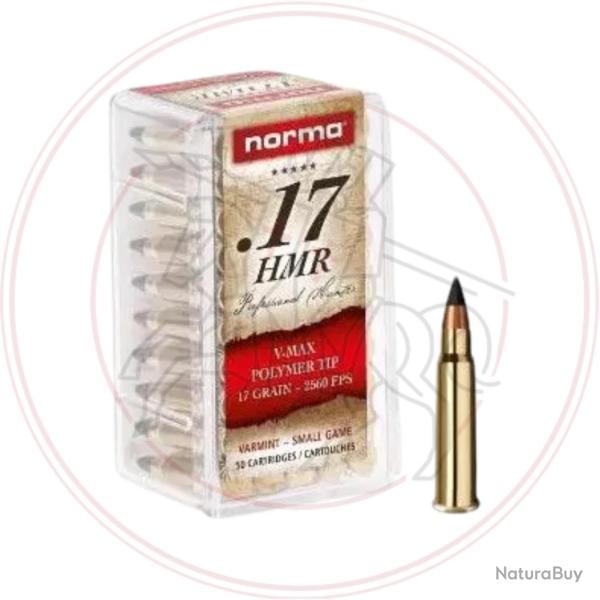 Cartouches NORMA varmint polymer TIP V-MAX - cal:17HMR - 17 grains - par 50
