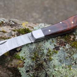 Beau Couteau Grand-Père Vannier Lame Serpette Damas 128 Couches Manche Bois Fabrication Artisanale01