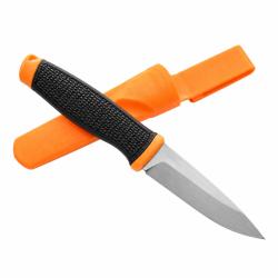 Couteau fixe noir et orange en acier inoxydable avec &eacute;tui en polym&egrave;re renforc&eacute; - Ganzo