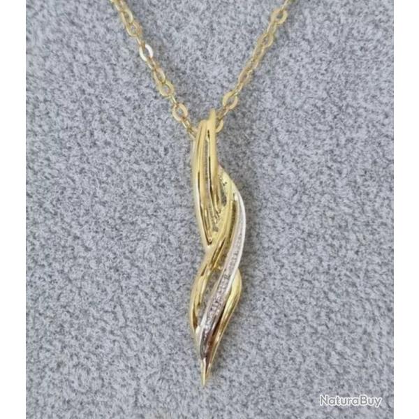 Collier en or massif 18 carats avec son pendentif (anneau invisible) - femme