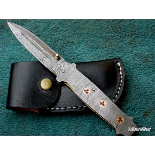 Couteau pliant Damas - Full Damas - Pin's mosaque