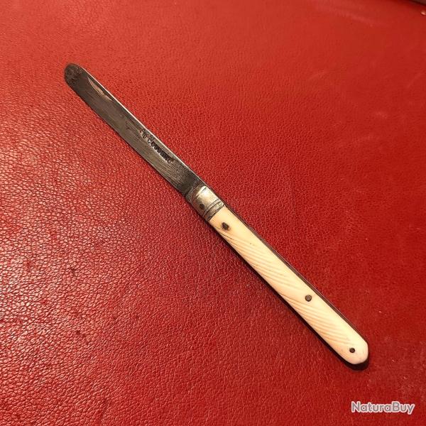 Ancien couteau canif enfant pliant COUDERT Couronn Os bout rond  Fin XIX
