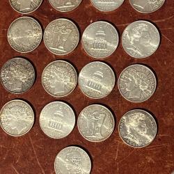 17 pièces 100 Francs en  ARGENT commémoratives en TBE