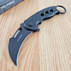 Couteau Tac Force Linerlock A/O Black LAME Griffe Acier Inoxydable MANCHE Aluminium Linerlock Clip