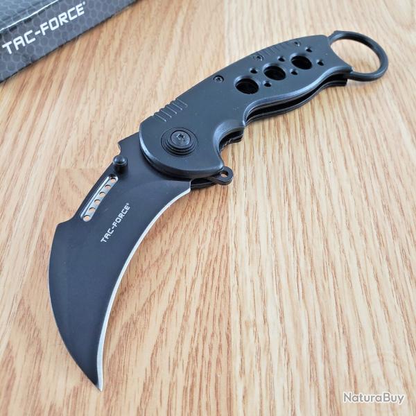 Couteau Tac Force Linerlock A/O Black LAME Griffe Acier Inoxydable MANCHE Aluminium Linerlock Clip