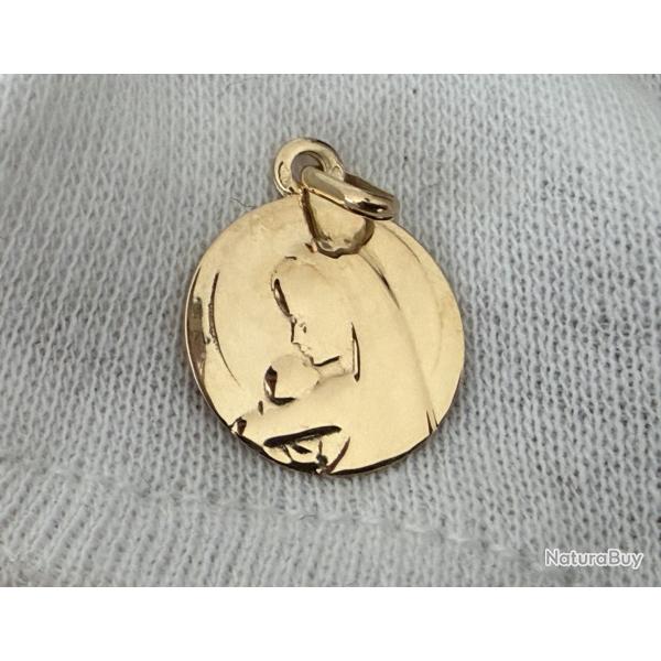 Pendentif or massif 18 carats - Marie et l'enfant - catholique - Chr�tien - m�daille