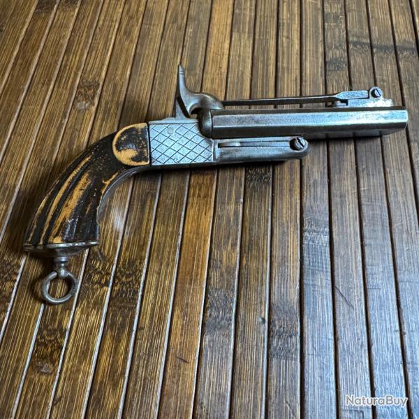 PISTOLET JUXTAPOSS A BAONETTE RTRACTABLE CALIBRE 9 MM BROCHE NAPOLON lll DEFENSE CHASSE  VNERIE