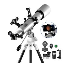 Télescope FM70080 80mm Appli SkyTonight Trépied Réglable Smartphone Télécommande  Argent