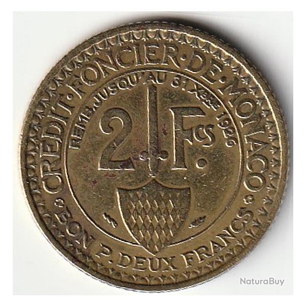 Pice de Monnaie MONACO - PRINCIPAUT DE MONACO -2 francs - Louis II 1924