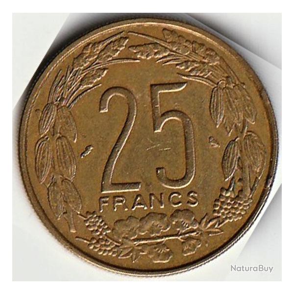 Pice de Monnaie AFRIQUE EQUATORIALE FRANAISE - 25 Francs CAMEROUN 1970 Paris