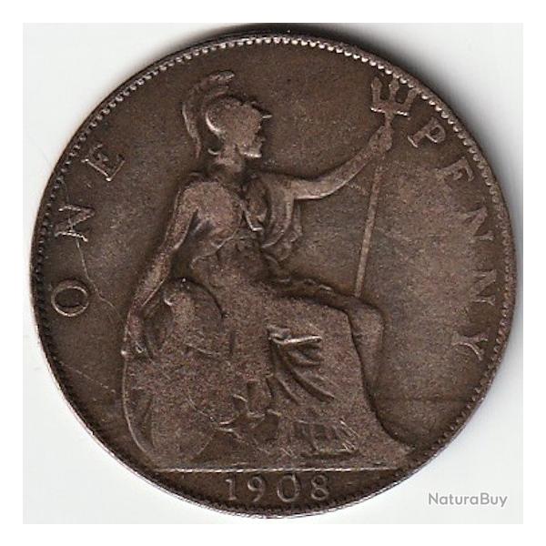 Pi�ce de Monnaie Angleterre 1 penny  Edouard VII 1908