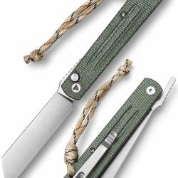 Couteau Trivisa Hydra-04G Higonokami Lame Acier 10Cr15CoMoV MANCHE Green Micarta IKBS TVTY11GM10