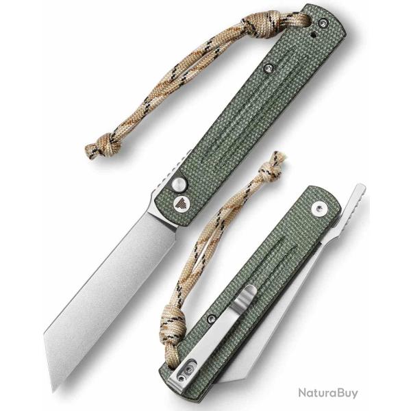 Couteau Trivisa Hydra-04G Higonokami Lame Acier 10Cr15CoMoV MANCHE Green Micarta IKBS TVTY11GM10