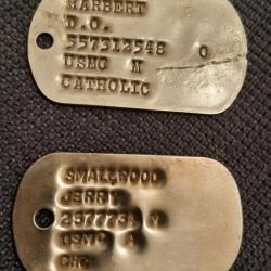 Plaques identit&eacute;s US Vietnam USMC Marine Corps authentique et en tr&egrave;s bon &eacute;tat.