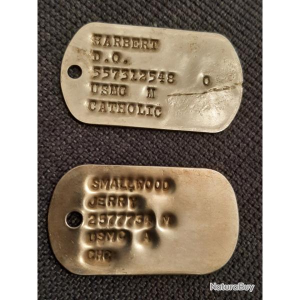 Plaques identit�s US Vietnam USMC Marine Corps authentique et en tr�s bon �tat.