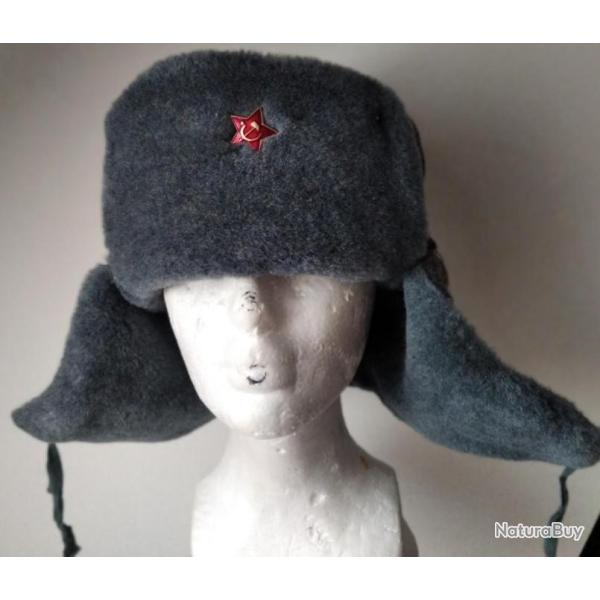 CHAPKA-OUCHANKA CHAPEAU MILITAIRE TAILLE 56 SOLDAT ARME DE TERRE NOS URSS 1987