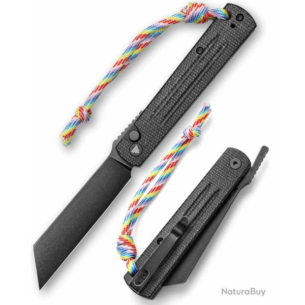 Couteau Trivisa Hydra-04B Higonokami Lame Acier 10Cr15CoMoV MANCHE Black Micarta IKBS TV