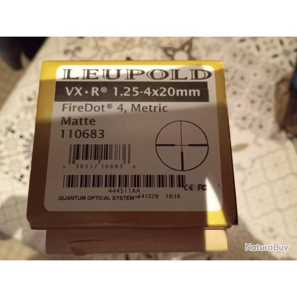 Lunette battue Leupold vxr 1.25*4*20 rticule lumineux