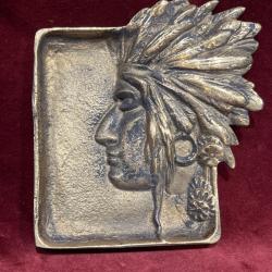 T&ecirc;te indien en bronze  cendrier ou vide poche parfait pour votre saloon
