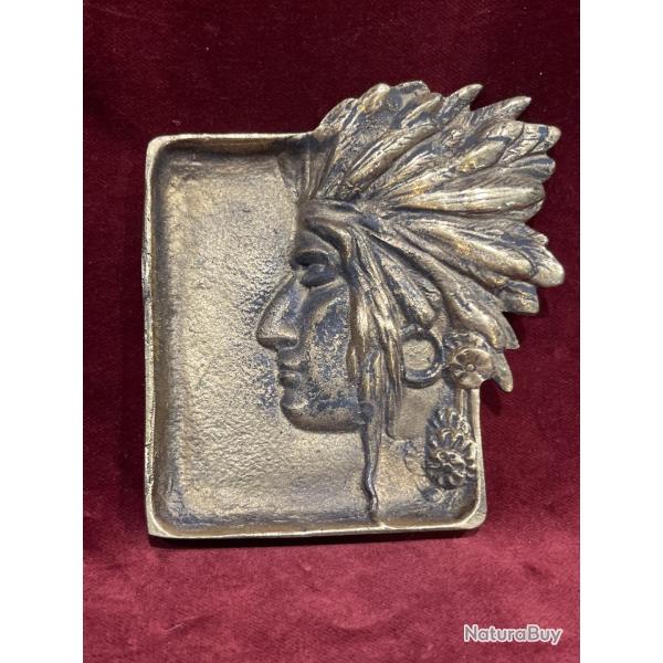 T�te indien en bronze  cendrier ou vide poche parfait pour votre saloon