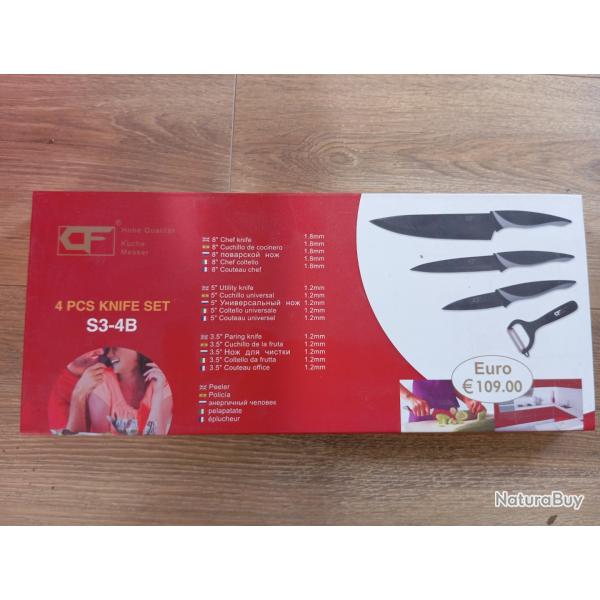 Set de 3 couteaux de cuisine +1 eplucheur - coffret