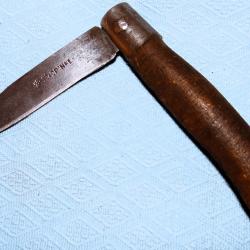 COUTEAU PLIANT ANCIEN OPINEL Poinçon GRAVURE MANCHE EN BOIS COLLECTION DE FRANCE