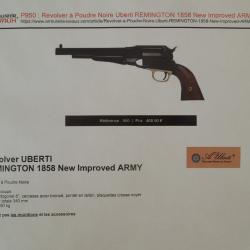 Revolver à poudre noire de marque Uberti , modèle Remington 1858 New Import Army , calibre 44 .