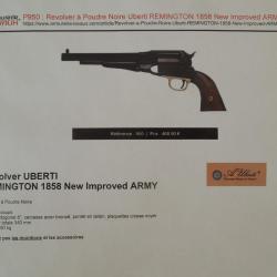 Revolver &agrave; poudre noire de marque Uberti , mod&egrave;le Remington 1858 New Import Army , calibre 44 .