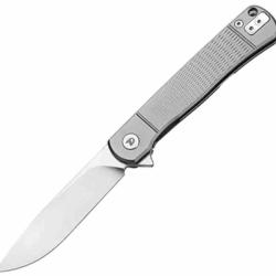 Couteau Dreamtech Ti Gray Lame Acier D2 Manche Titane Texturé Gris Framelock DTK4369G