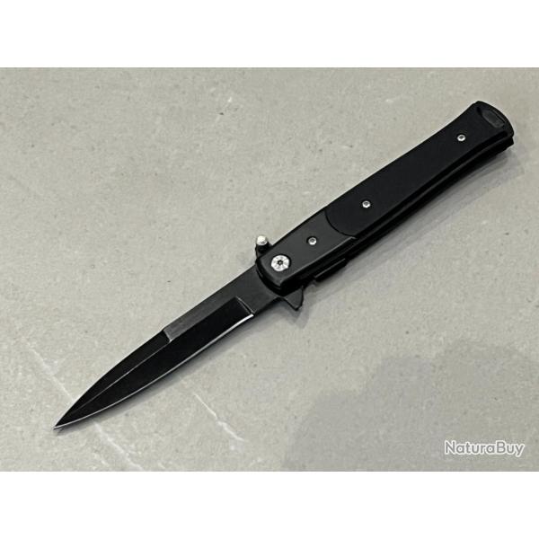 Stiletto Couteau ouverture assiste Mafia Milano Lame Acier 440 Manche acier / ABS enchre