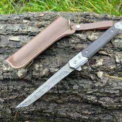 Couteau à Ouverture Assistée Type Stiletto manche noir - Élégance Tactique et Raffinée enchère