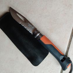 Opinel N°08 Couteau Outdoor Multifonction, lame 8,5 cm Acier Inox, Manche Polymère et Fibre de Verre