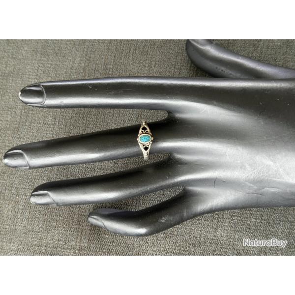 Bague en argent - taille 53 - pierre turquoise